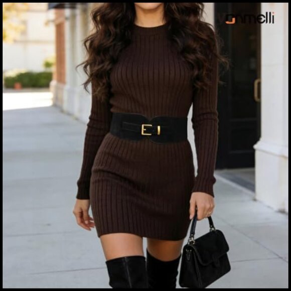 Wide Elastic Suede Belt Vintage Gold Buckle Stretchy Cinch Dress Belt